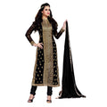 Women's Georgette Unstitched Salwar Suit-Material With Dupatta (Black,2 Mtrs)
