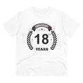 Men's PC Cotton 18th Anniversary Printed T Shirt (Color: White, Thread Count: 180GSM)