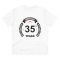 Men's PC Cotton 35th Anniversary Printed T Shirt (Color: White, Thread Count: 180GSM)