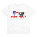 Men's PC Cotton Cricket Design Printed T Shirt (Color: White, Thread Count: 180GSM)