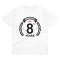 Men's PC Cotton 8th Anniversary Printed T Shirt (Color: White, Thread Count: 180GSM)
