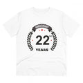 Men's PC Cotton 22nd Anniversary Printed T Shirt (Color: White, Thread Count: 180GSM)