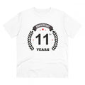 Men's PC Cotton 11th Anniversary Printed T Shirt (Color: White, Thread Count: 180GSM)