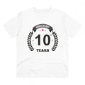 Men's PC Cotton 10th Anniversary Printed T Shirt (Color: White, Thread Count: 180GSM)