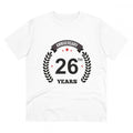 Men's PC Cotton 26th Anniversary Printed T Shirt (Color: White, Thread Count: 180GSM)