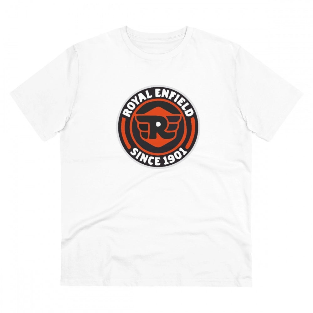 Men's PC Cotton Bike Ride Design Printed T Shirt (Color: White, Thread Count: 180GSM)