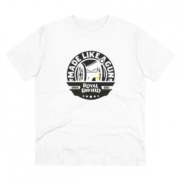 Men's PC Cotton Bike Ride Design Printed T Shirt (Color: White, Thread Count: 180GSM)