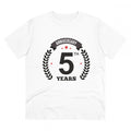 Men's PC Cotton 5th Anniversary Printed T Shirt (Color: White, Thread Count: 180GSM)