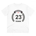 Men's PC Cotton 23rd Anniversary Printed T Shirt (Color: White, Thread Count: 180GSM)
