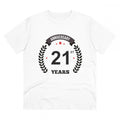 Men's PC Cotton 21st Anniversary Printed T Shirt (Color: White, Thread Count: 180GSM)
