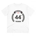 Men's PC Cotton 44th Anniversary Printed T Shirt (Color: White, Thread Count: 180GSM)