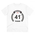 Men's PC Cotton 41st Anniversary Printed T Shirt (Color: White, Thread Count: 180GSM)