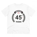 Men's PC Cotton 45th Anniversary Printed T Shirt (Color: White, Thread Count: 180GSM)