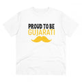 Men's PC Cotton Proud To Be Gujarati Printed T Shirt (Color: White, Thread Count: 180GSM)
