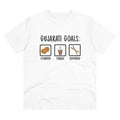 Men's PC Cotton Gujarati Goals Printed T Shirt (Color: White, Thread Count: 180GSM)