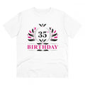 Men's PC Cotton 35th Birthday Printed T Shirt (Color: White, Thread Count: 180GSM)