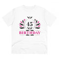 Men's PC Cotton 45th Birthday Printed T Shirt (Color: White, Thread Count: 180GSM)