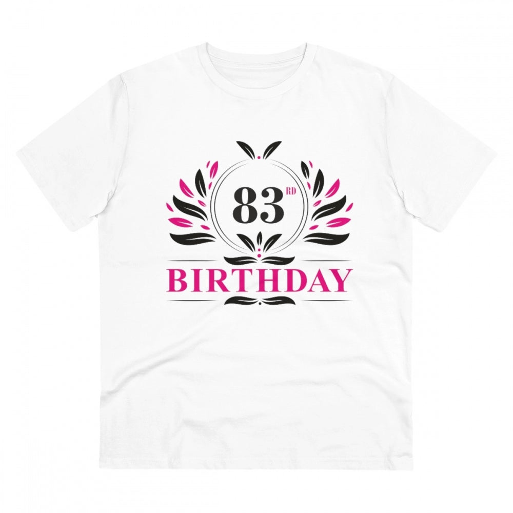 Men's PC Cotton 83rd Birthday Printed T Shirt (Color: White, Thread Count: 180GSM)