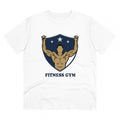 Men's PC Cotton Fittnes Gym Printed T Shirt (Color: White, Thread Count: 180GSM)