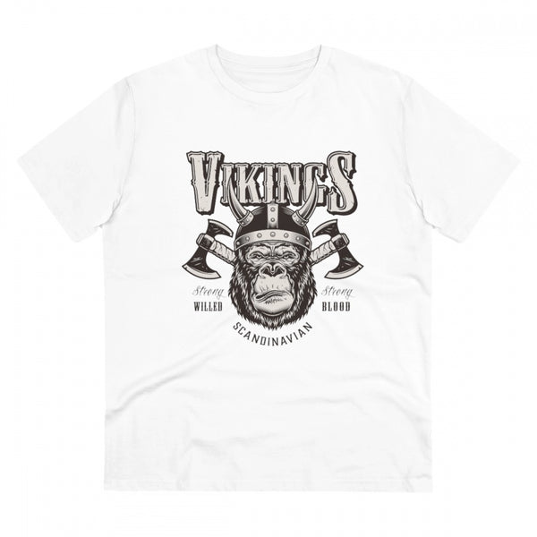 Men's PC Cotton Gorila Desing Printed T Shirt (Color: White, Thread Count: 180GSM)