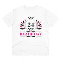 Men's PC Cotton 24th Birthday Printed T Shirt (Color: White, Thread Count: 180GSM)
