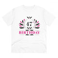 Men's PC Cotton 47th Birthday Printed T Shirt (Color: White, Thread Count: 180GSM)