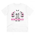 Men's PC Cotton 65th Birthday Printed T Shirt (Color: White, Thread Count: 180GSM)