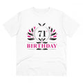 Men's PC Cotton 71st Birthday Printed T Shirt (Color: White, Thread Count: 180GSM)