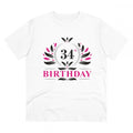 Men's PC Cotton 34th Birthday Printed T Shirt (Color: White, Thread Count: 180GSM)