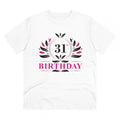 Men's PC Cotton 31st Birthday Printed T Shirt (Color: White, Thread Count: 180GSM)