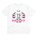 Men's PC Cotton 75th Birthday Printed T Shirt (Color: White, Thread Count: 180GSM)