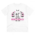 Men's PC Cotton 67th Birthday Printed T Shirt (Color: White, Thread Count: 180GSM)