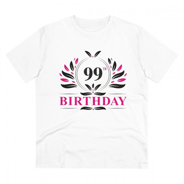 Men's PC Cotton 99th Birthday Printed T Shirt (Color: White, Thread Count: 180GSM)