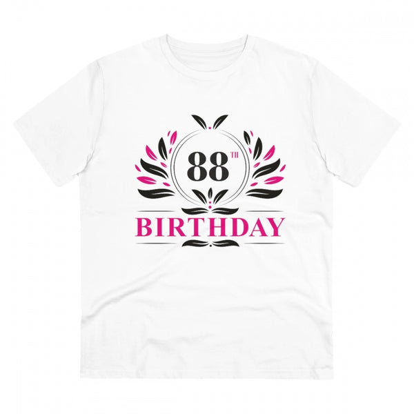 Men's PC Cotton 88th Birthday Printed T Shirt (Color: White, Thread Count: 180GSM)
