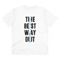 Men's PC Cotton The Best Way Out Printed T Shirt (Color: White, Thread Count: 180GSM)