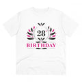 Men's PC Cotton 28th Birthday Printed T Shirt (Color: White, Thread Count: 180GSM)