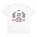 Men's PC Cotton 25th Birthday Printed T Shirt (Color: White, Thread Count: 180GSM)