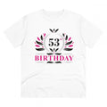Men's PC Cotton 53rd Birthday Printed T Shirt (Color: White, Thread Count: 180GSM)