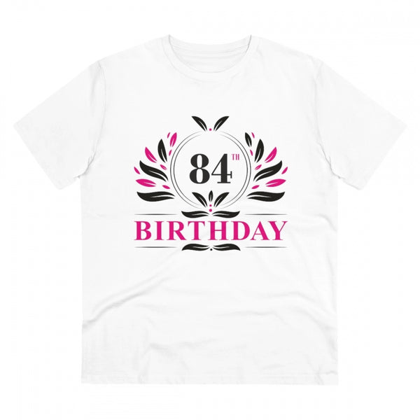 Men's PC Cotton 84th Birthday Printed T Shirt (Color: White, Thread Count: 180GSM)