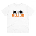 Men's PC Cotton Being Gujju Printed T Shirt (Color: White, Thread Count: 180GSM)
