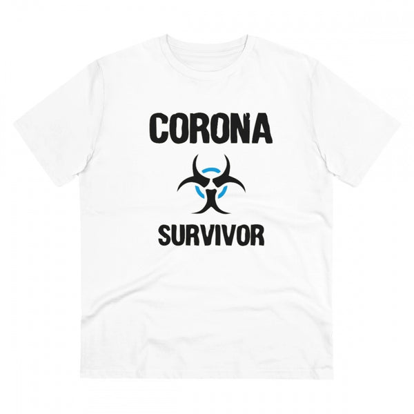 Men's PC Cotton Corona Survivor Printed T Shirt (Color: White, Thread Count: 180GSM)