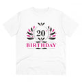 Men's PC Cotton 20th Birthday Printed T Shirt (Color: White, Thread Count: 180GSM)