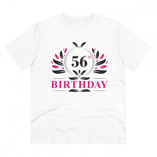 Men's PC Cotton 56th Birthday Printed T Shirt (Color: White, Thread Count: 180GSM)