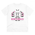 Men's PC Cotton 77th Birthday Printed T Shirt (Color: White, Thread Count: 180GSM)