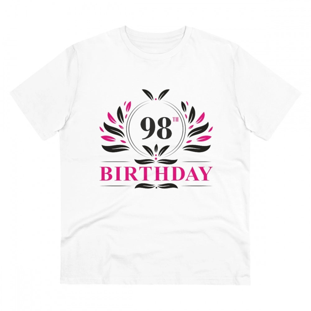 Men's PC Cotton 98th Birthday Printed T Shirt (Color: White, Thread Count: 180GSM)