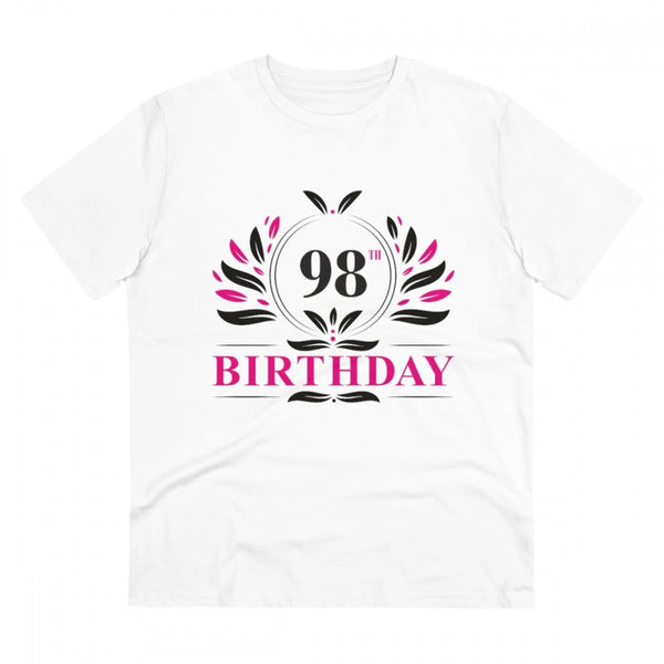 Men's PC Cotton 98th Birthday Printed T Shirt (Color: White, Thread Count: 180GSM)