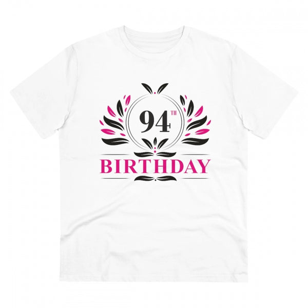 Men's PC Cotton 94th Birthday Printed T Shirt (Color: White, Thread Count: 180GSM)
