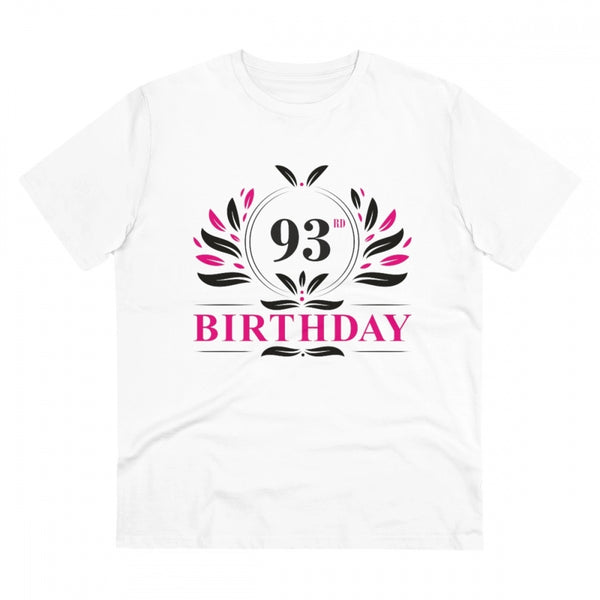 Men's PC Cotton 93rd Birthday Printed T Shirt (Color: White, Thread Count: 180GSM)