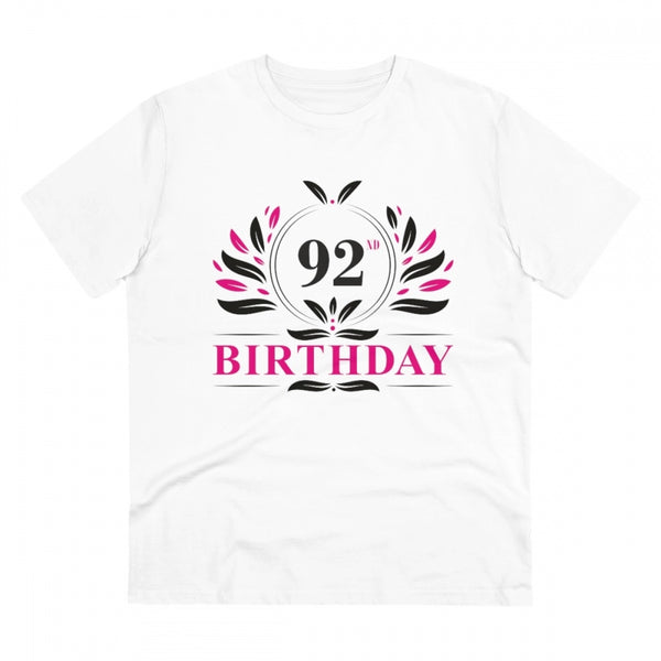 Men's PC Cotton 92nd Birthday Printed T Shirt (Color: White, Thread Count: 180GSM)