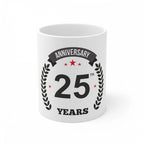 Ceramic 25th Anniversary Printed Coffee Mug (Color: White, Capacity:330ml)